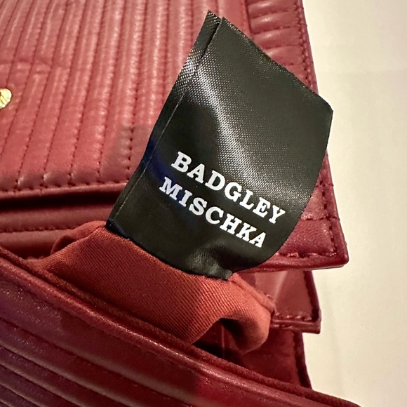 Badgley Mischka Quilted Vegan Leather Satchel Wine NWT MSRP $179 - Picture 7 of 7